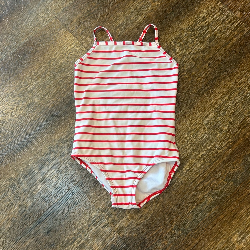 Hanna Andersson Red and White Stripe Kids One-Piece Swimsuit